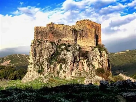 Mseilha Fort perched on a narrow limestone ridge above the Nahr El-Jawz river near Batroun