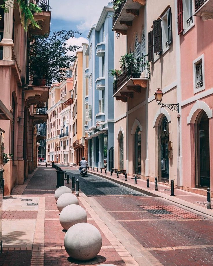 Colorful houses and art boutiques in Saifi Village Beirut Lebanon