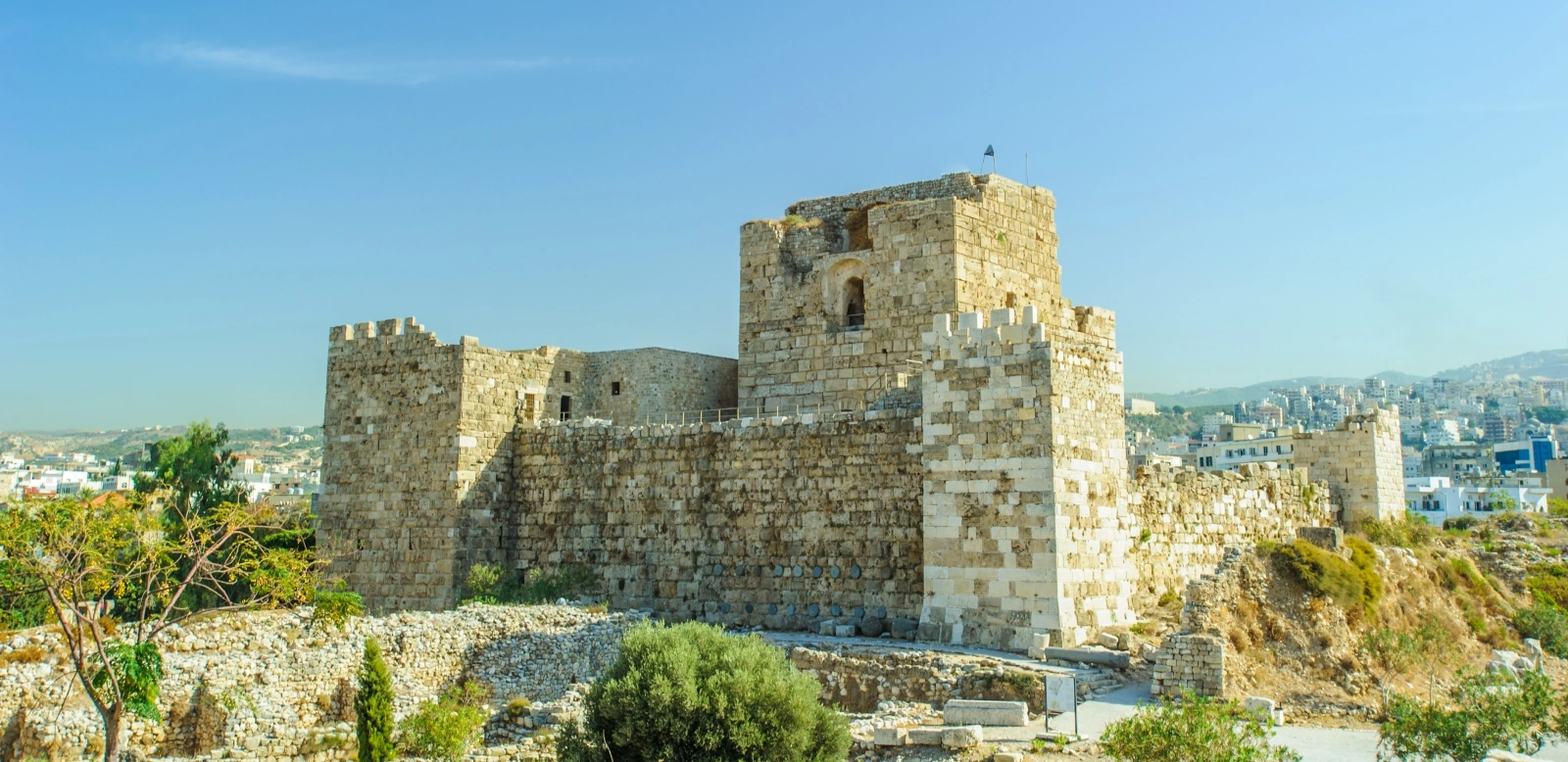 Byblos Crusader Castle with ancient ruins overlooking the Mediterranean Sea