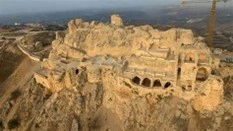 Aerial view of Beaufort Castle, a medieval Crusader fortress perched on a rocky hilltop near Nabatieh in southern Lebanon