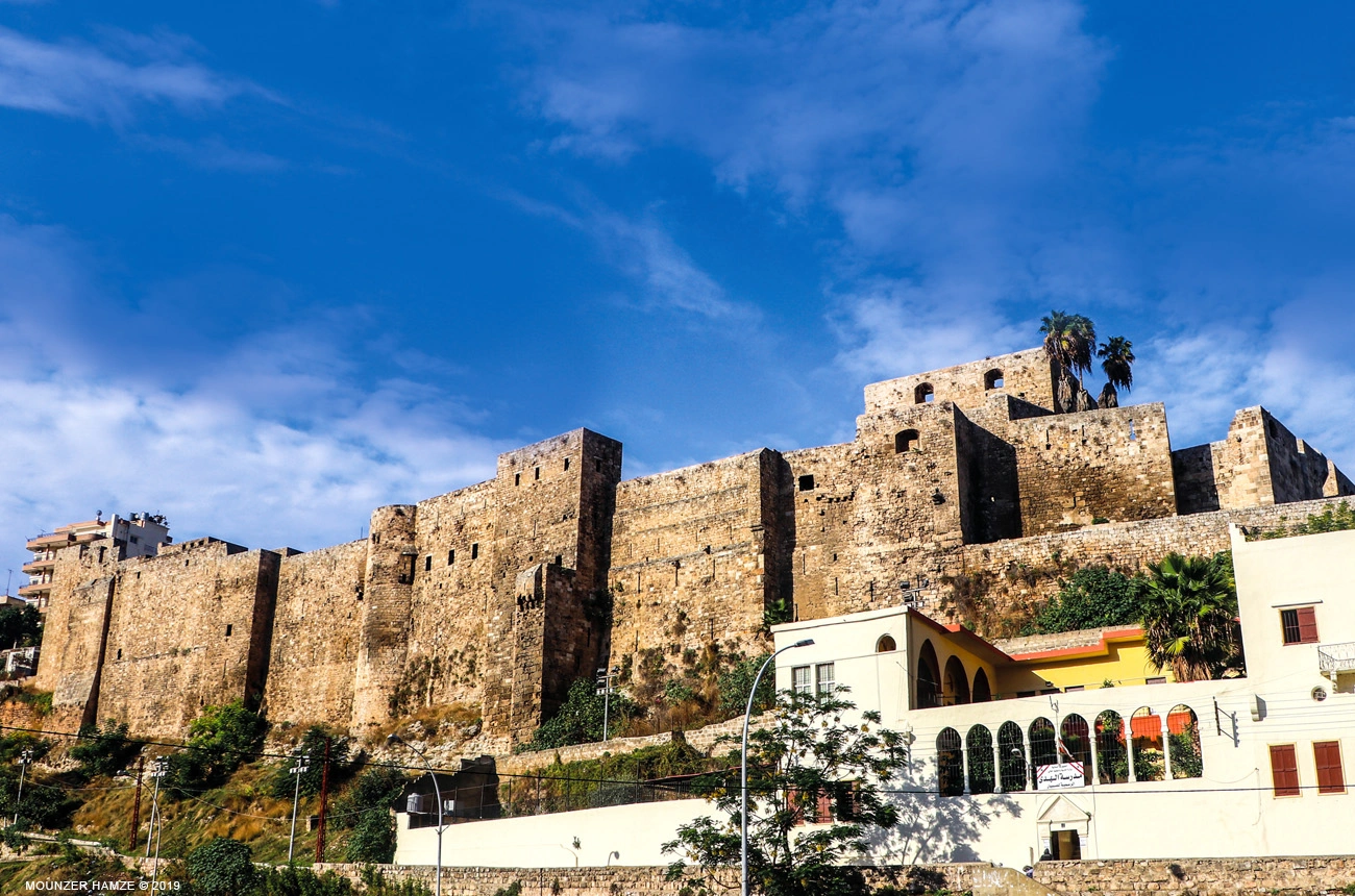 Stone walls and towers of the Citadel of Raymond de Saint-Gilles above Tripoli, Lebanon